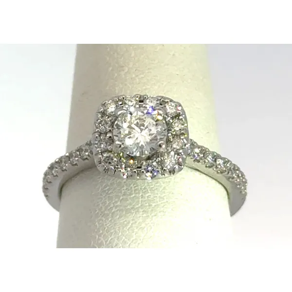 14K White Gold Halo Engagement Ring with Natural Diamonds Rasmussen Jewelers Spanish Fork, UT
