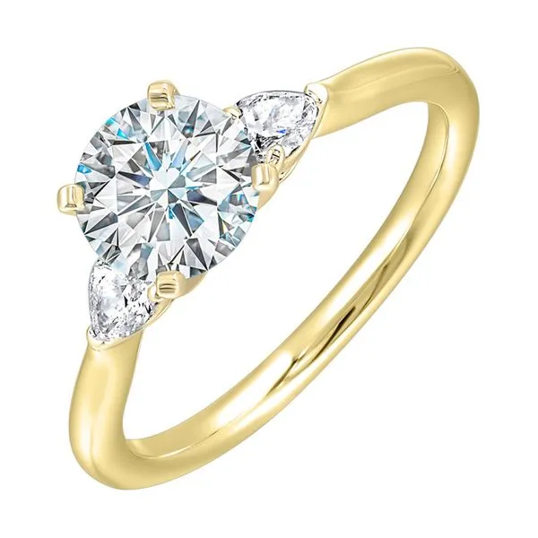 Round Diamond Ring With Pear Side Stones Rasmussen Jewelers Spanish Fork, UT
