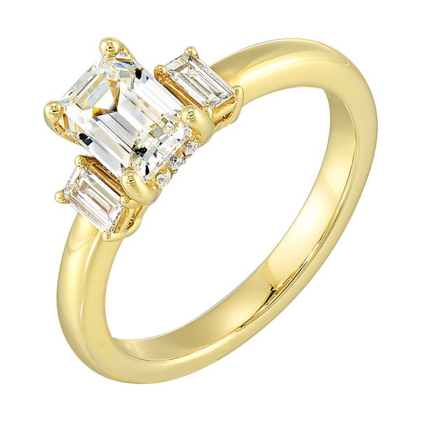 Emerald Three stone Engagement Ring Rasmussen Jewelers Spanish Fork, UT