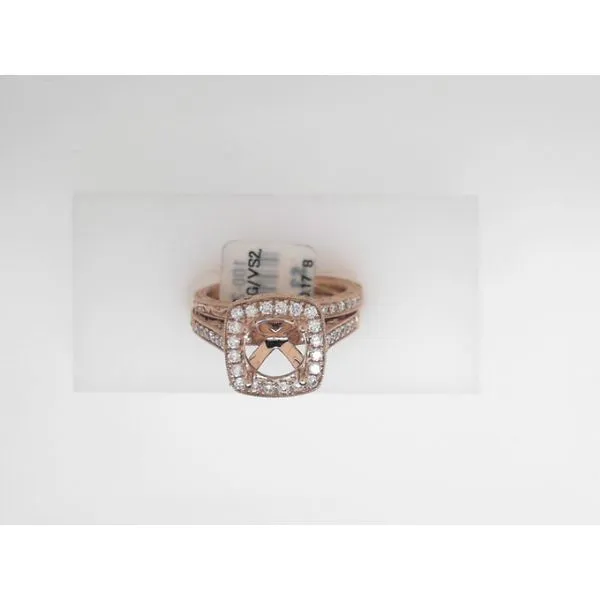 Rose Gold Wedding Set with Cushion Halo Rasmussen Jewelers Spanish Fork, UT