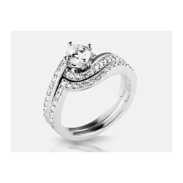 White Gold Engagement Ring with Curved Diamond Band Rasmussen Jewelers Spanish Fork, UT