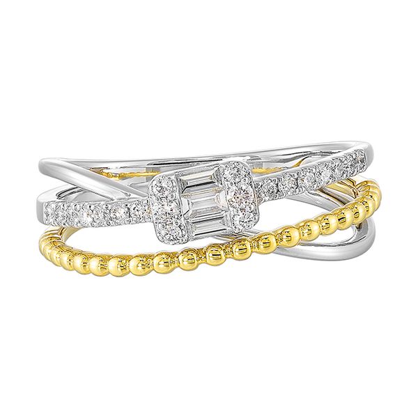 Diamond Composite Mixed Metal Bead Crossover Ring Rasmussen Jewelers Spanish Fork, UT