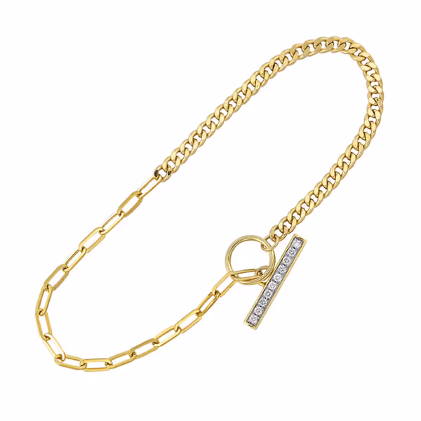 Diamond Half Paperclip Half Cuban Chain Toggle & Bar Bracelet Rasmussen Jewelers Spanish Fork, UT