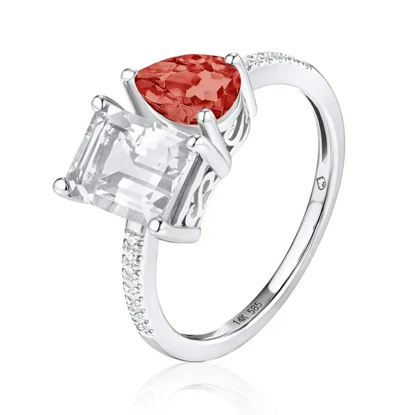 White Topaz and Garnet Ring Rasmussen Jewelers Spanish Fork, UT