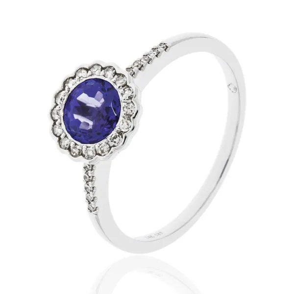 Halo Tanzanite Floral Ring Rasmussen Jewelers Spanish Fork, UT