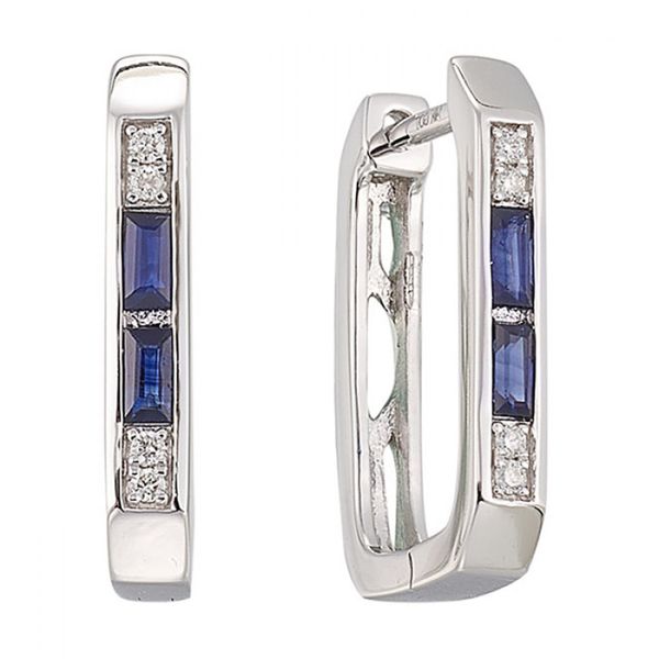 Sapphire and Diamond Hoop Earrings Rasmussen Jewelers Spanish Fork, UT