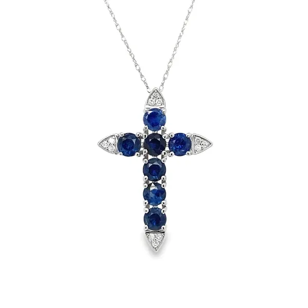 Blue Sapphire Cross Pendant Rasmussen Jewelers Spanish Fork, UT
