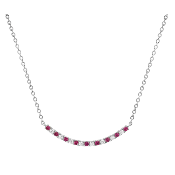 terling Silver Red & White CZ Bar Style Necklace Rasmussen Jewelers Spanish Fork, UT