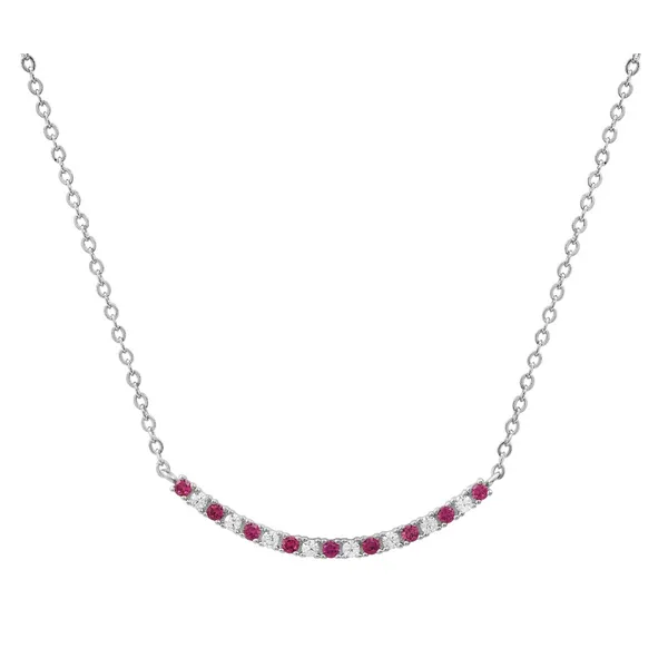 terling Silver Red & White CZ Bar Style Necklace Rasmussen Jewelers Spanish Fork, UT