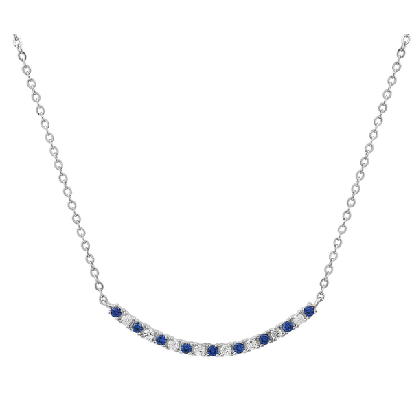 Sterling Silver Blue & White CZ Bar Style Necklace Rasmussen Jewelers Spanish Fork, UT