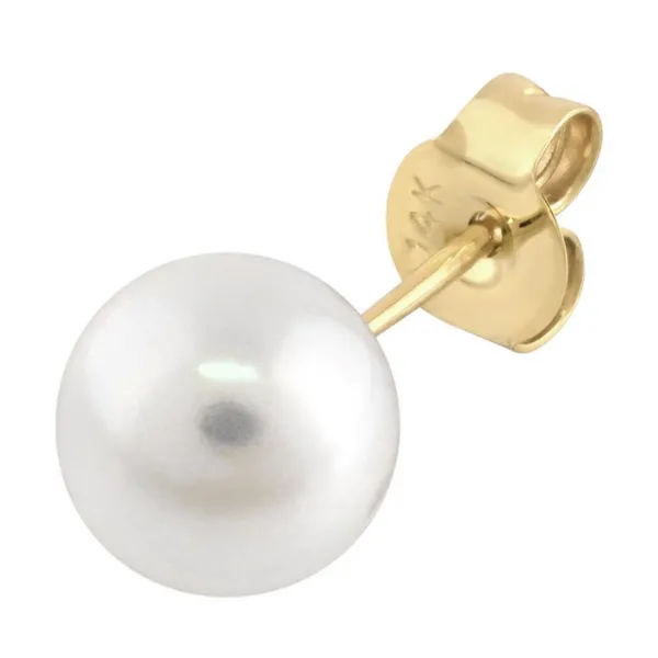 Yellow Gold Pearl Studs with 8mm Pearls Image 3 Rasmussen Jewelers Spanish Fork, UT