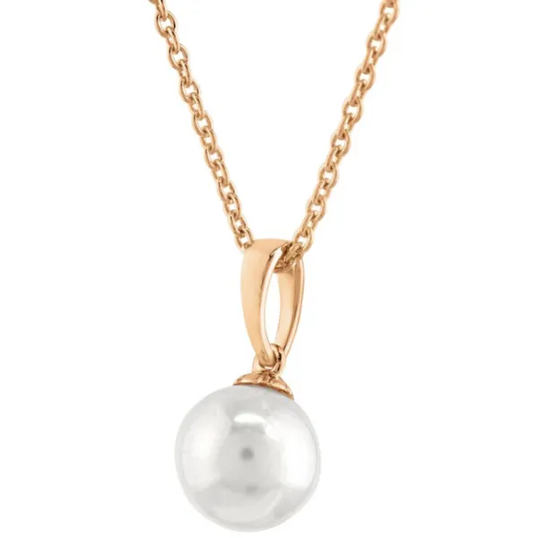 Yellow Gold Solitaire Pearl Pendant Image 2 Rasmussen Jewelers Spanish Fork, UT