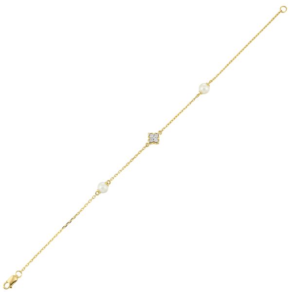 Diamond & Pearl Floral Chain Bracelet Rasmussen Jewelers Spanish Fork, UT