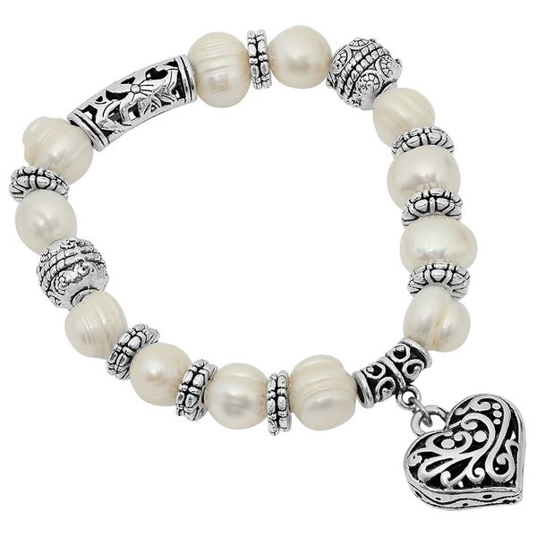 Sterling Silver Stretch Pearl with Heart Bracelet Rasmussen Jewelers Spanish Fork, UT