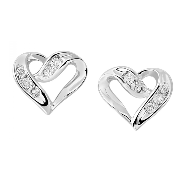 Sterling Silver Diamond Heart Stud Earrings Rasmussen Jewelers Spanish Fork, UT