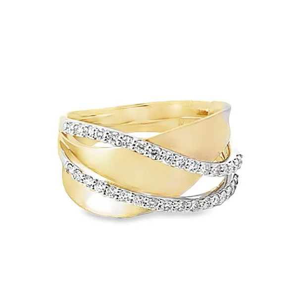 Two-Tone Gold Diamond Crossover Ring Image 2 Redlands Jewelers Redlands, CA