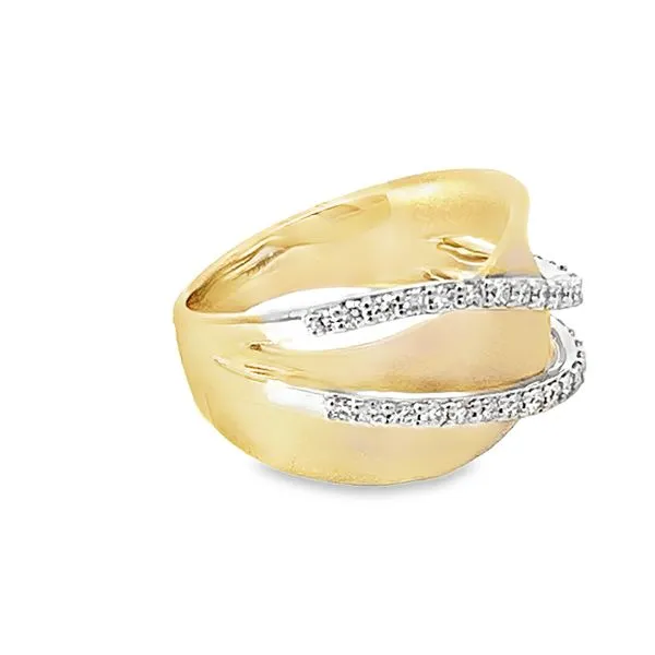 Two-Tone Gold Diamond Crossover Ring Image 3 Redlands Jewelers Redlands, CA