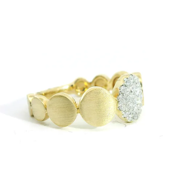 Diamond & Brushed Yellow Gold Ring Image 2 Redlands Jewelers Redlands, CA