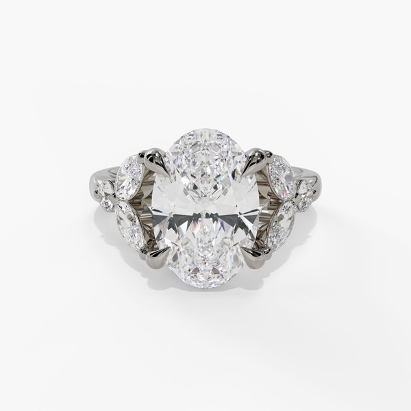 Oval Diamond with Floral Semi-Mount Engagement Ring Redlands Jewelers Redlands, CA