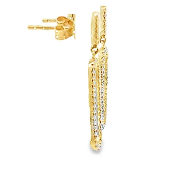 Gold Oval Dangle Diamond Earrings Image 2 Redlands Jewelers Redlands, CA