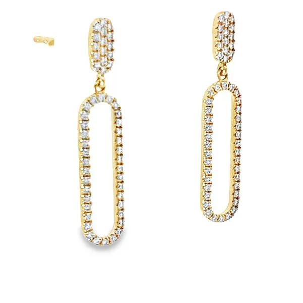 Gold Oval Dangle Diamond Earrings Redlands Jewelers Redlands, CA