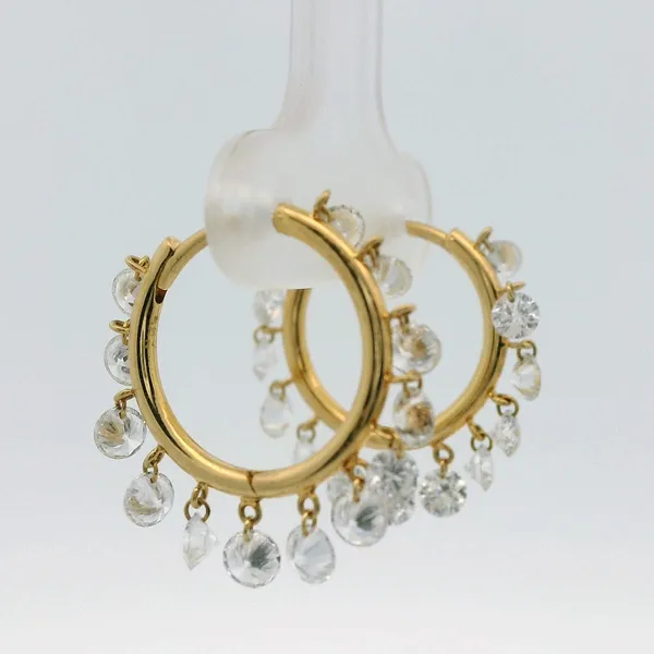Elegant 18kt Yellow Gold Diamond Hoop Earrings Image 2 Redlands Jewelers Redlands, CA