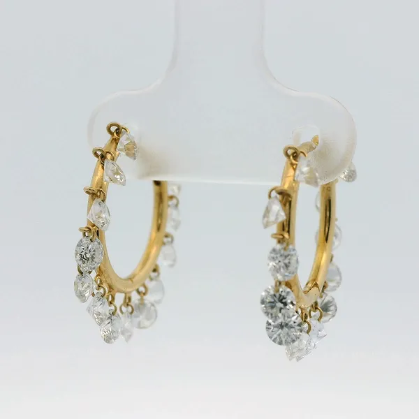 Elegant 18kt Yellow Gold Diamond Hoop Earrings Image 3 Redlands Jewelers Redlands, CA