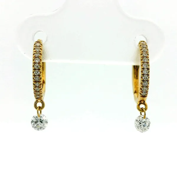18kt Diamond Dangle Hoop Earrings Redlands Jewelers Redlands, CA