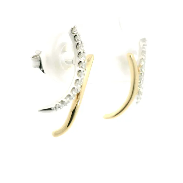 Two-Tone Gold Diamond Earrings Image 3 Redlands Jewelers Redlands, CA