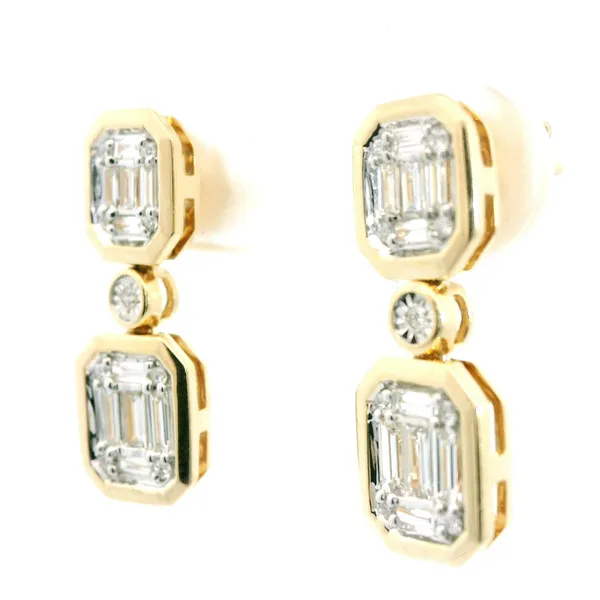 Baguette and Round Diamond Drop Earrings Image 4 Redlands Jewelers Redlands, CA
