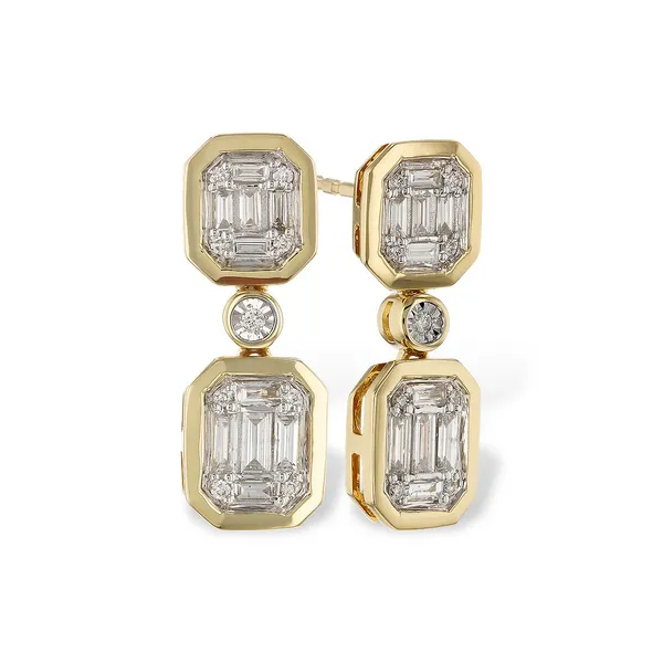 Baguette and Round Diamond Drop Earrings Redlands Jewelers Redlands, CA