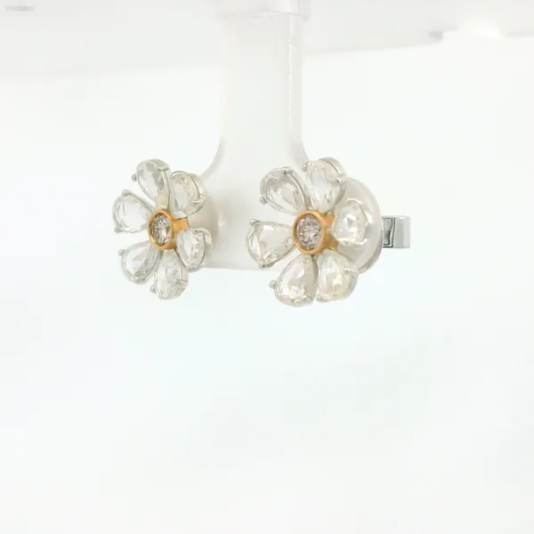 2.58ctw Rose-Cut Diamond Earrings in 18kt White Gold with Bezel-Set Center Stones Image 3 Redlands Jewelers Redlands, CA