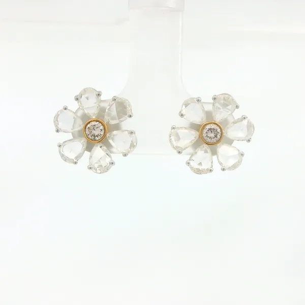2.58ctw Rose-Cut Diamond Earrings in 18kt White Gold with Bezel-Set Center Stones Redlands Jewelers Redlands, CA