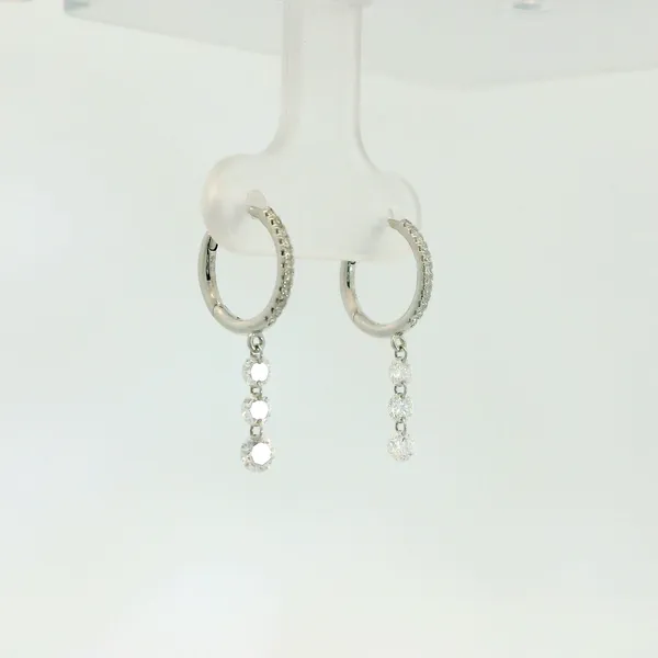 Diamond Huggie Hoop with Dangle Image 2 Redlands Jewelers Redlands, CA