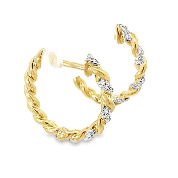 Elegant Two-Tone Twist Diamond Hoop Earrings Image 2 Redlands Jewelers Redlands, CA