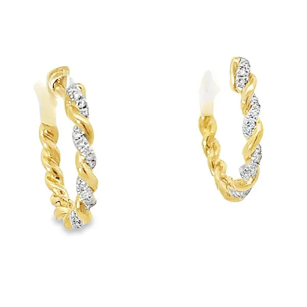 Elegant Two-Tone Twist Diamond Hoop Earrings Redlands Jewelers Redlands, CA