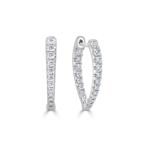 0.75ctw Diamond Inside Out Hoop Earrings, 14kt Whte Gold Redlands Jewelers Redlands, CA