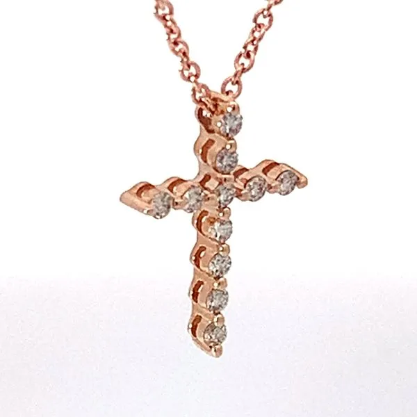 Rose Gold Diamond Cross Pendant & Chain Redlands Jewelers Redlands, CA