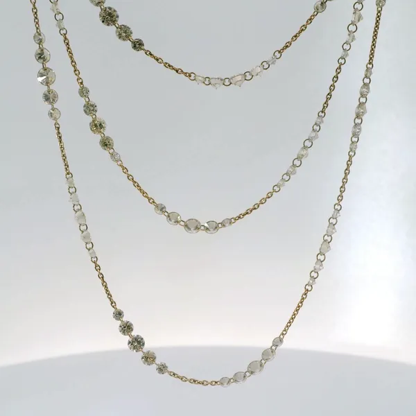 Elegant Multi-Layered Champagne Diamond Necklace Image 3 Redlands Jewelers Redlands, CA