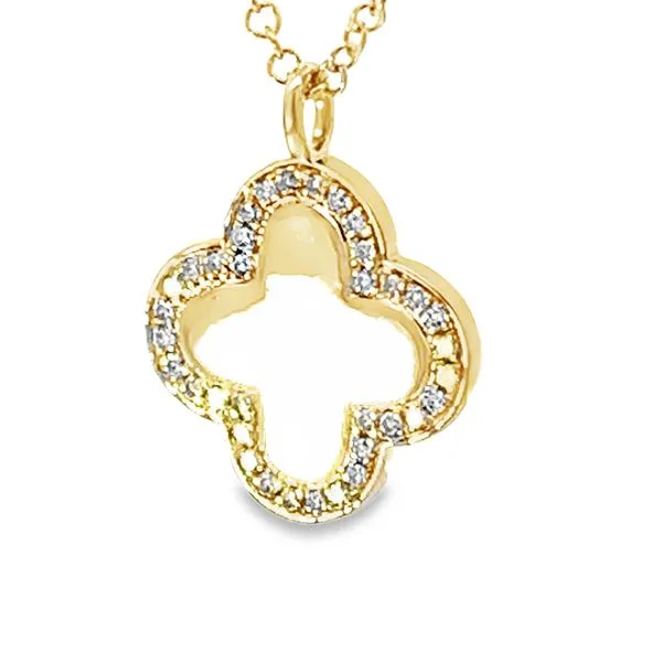 Clover Design Diamond Necklace Image 3 Redlands Jewelers Redlands, CA