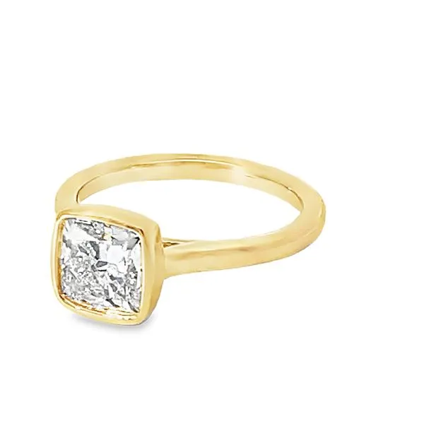 Bezel set Cushion Cut Diamond Ring Image 3 Redlands Jewelers Redlands, CA