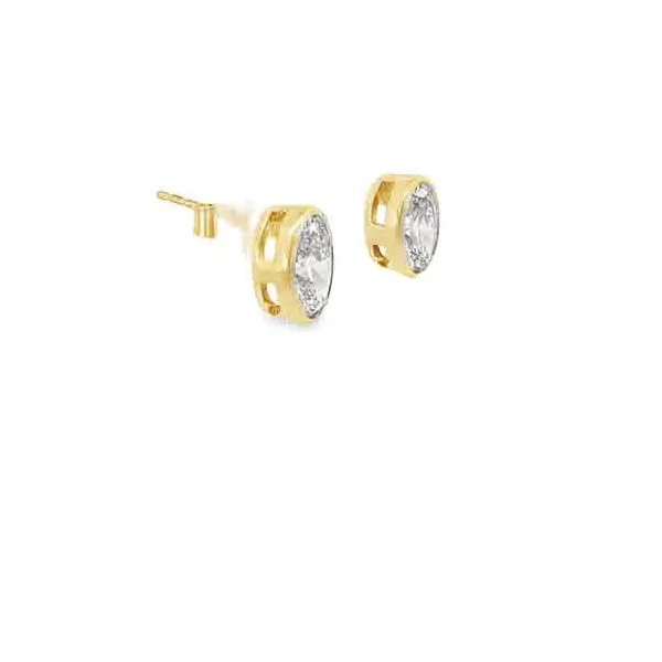 Oval Lab Grown Diamond Bezel Earrings Image 2 Redlands Jewelers Redlands, CA