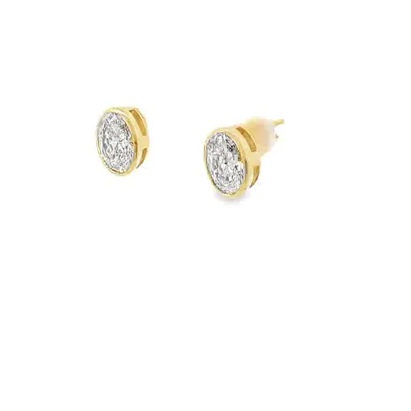 Oval Lab Grown Diamond Bezel Earrings Image 3 Redlands Jewelers Redlands, CA