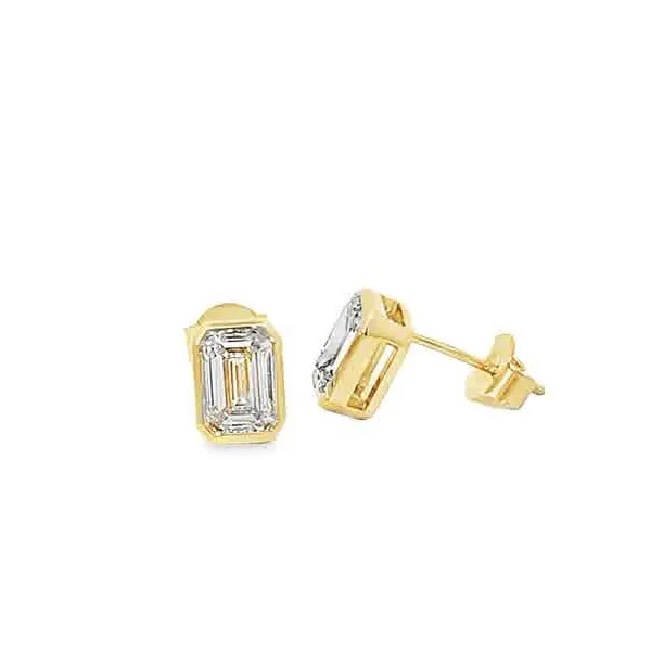 Bezel Set Emerald Cut Diamond Earrings Redlands Jewelers Redlands, CA