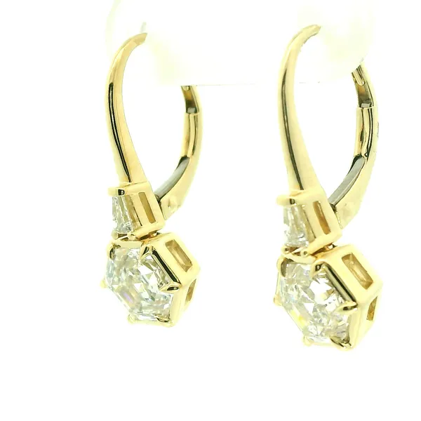 2.11ctw Hexagon Lab-Grown Diamond Leverback Earrings with Tapered Baguettes in 14kt Yellow Gold Image 3 Redlands Jewelers Redlands, CA