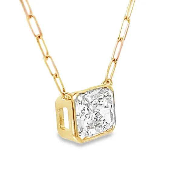 Radiant Cut Diamond Solitaire Necklace Image 2 Redlands Jewelers Redlands, CA