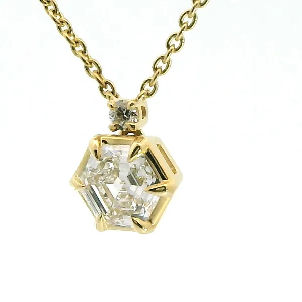 1.04ct Hexagon Lab-Grown Diamond Necklace in 14kt Yellow Gold Image 3 Redlands Jewelers Redlands, CA