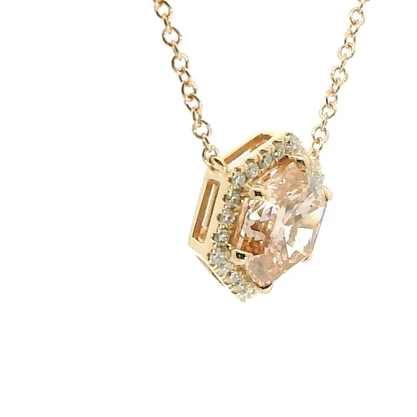 2.14ctw Pink Hexagon Lab-Grown Diamond Halo Pendant in 14kt Rose Gold Image 2 Redlands Jewelers Redlands, CA