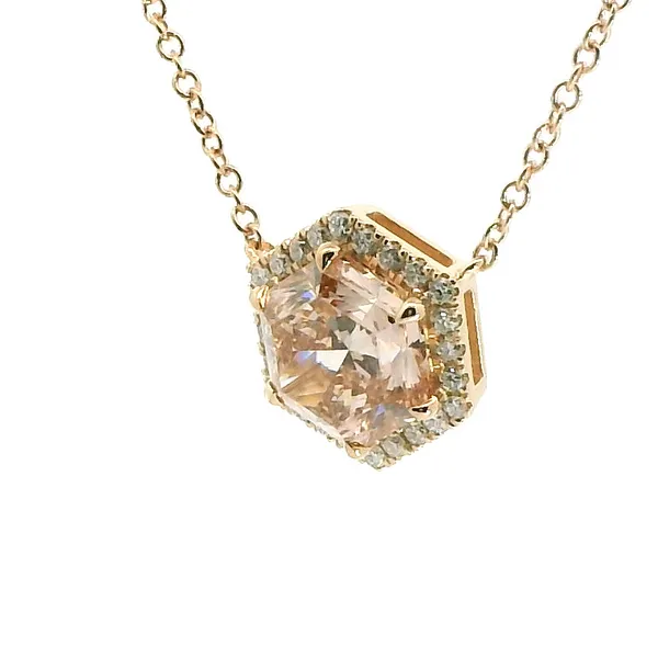 2.14ctw Pink Hexagon Lab-Grown Diamond Halo Pendant in 14kt Rose Gold Image 3 Redlands Jewelers Redlands, CA