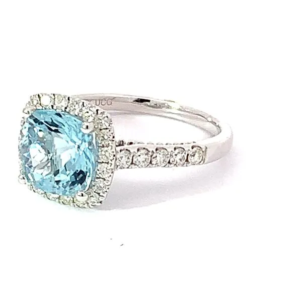 Aquamarine Cushion Ring Image 3 Redlands Jewelers Redlands, CA